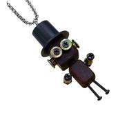 Genérico Collar de robot punk, joyería de madera con estilo para el cuello, robot de madera hecho a mano con colgante de estilo punk, colgante de llavero para cumpleaños y amantes de la moda1