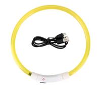 Genérico Collar LED amarillo pequeño para perro, recargable por USB, resistente al agua, con luz intermitente para seguridad nocturna. Collar luminoso