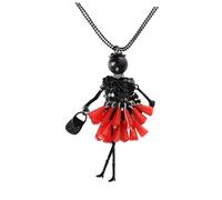 Genérico Collar Mujer con Colgante Muñeca Roja de Cristal y Aleación Divertido y Ligero para Fiesta y Uso Diario