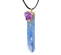 Genérico Collar natural de piedra azul, collar de piedra azul - Collar de amatista de de cristales naturales,Colgante de piedra de joyería de moda vintage para mujeres hombres