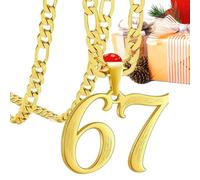 Genérico Collar Numérico,de Cadena de Acero Inoxidable | Collar con Colgante de Número Sesenta y Siete | Para Niñas Niños Adolescentes Amigos Familia Mujeres Hombres