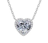 Generico Collar para ella Silver Fashion Heart Shape Cubic Zirconia Pendant Chain Necklaces for Women for Love Friends Mom. Perfect To for Any Outfit Collar Impermeable (3-Silver, One Size), Metal, No