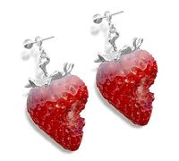 Genérico Collar/pendientes con colgante energético de resina de fresa que incorporan tonos atrevidos para expresar personalidad alegre en la vida diaria Regalo para ella