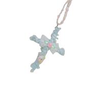 Genérico Collar único de cruces hecho a mano con diseños de tela de rosas de encaje Longitud ajustable para looks de de Collar llamativo floral de encaje hecho a mano