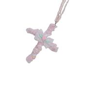 Genérico Collar único de cruces hecho a mano con diseños de tela de rosas de encaje Longitud ajustable para looks de de Collar llamativo floral de encaje hecho a mano