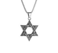 Genérico Collar vintage de la Estrella de David Judío Religión Israelí Amuleto de Cábala de Salomón Escudo de David Joyería de la Suerte para Hombres y Mujeres