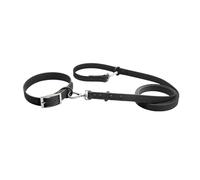 Genérico Collar y Correa for Perro con Tacto de Silicona, Impermeables, PVC, Doble Cabeza Hebilla Ajustable, Multicolor, for Exteriores(Black,M Neck 26-39cm)