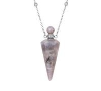 Genérico Collares De Cristal Para Mujeres Y Hombres, Colgante De Cono De Piedra Natural Con Cadena De Plata, Colgante De Botella De Perfume, Joyería De Cristal Curativo Reiki, Regalos De Espectrolita
