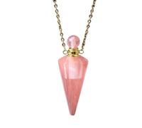 Genérico Collares De Cristal Para Mujeres Y Hombres, Colgante De Cono De Piedra Natural Con Cadena Dorada, Colgante De Botella De Perfume, Joyería De Cristal Curativo Reiki, Regalos De Sandía