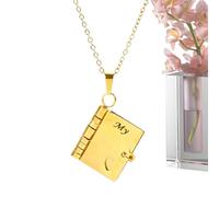 Genérico Collares De Libros Que Se Pueden Abrir En Oro De 18 Quilates,Colgante De Oro Ajustable Con 6 Páginas,Collar De Libro Para Nieta,para Aniversarios,Fiesta,Hijo,Familia,Cumpleaños De Niños