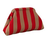 Genérico Color Block Clutch Purse - Woven Nylon Polyester Handbag | Compact Summer Bag - Kiss Lock Closure Stripe Design - Women’s Dumpling Tote Casual Beach Evening Gift Wedding Accessory