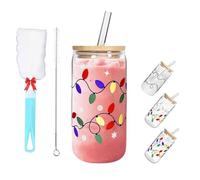 Genérico Color Changing Christmas Cup, Cute Glass Reusable Travel Mug for Iced Coffee Cold Water, Party Decorations Xmas Women Mom Her (#A,600 ml)
