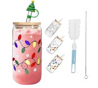 Genérico Color Changing Christmas Mug with Lids and Straws, Reusable Travel Cup for Iced Coffee, Smoothie, Cocktail, Party Decoration Gift Tumbler (500ml (16oz))