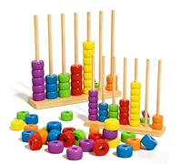 Genérico Color Matching Stacking Puzzle Game,Colour Stack Challenge Game, Fast Pattern Challenge Ring Stack Puzzle for 2 Players,for Family Games with Racks, Rings, Cards Night Solve Set (2 Set)