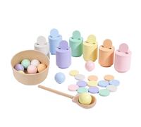 Genérico Color Sorting Toy - Wooden Rainbow Ball and Cup Set for Kids Educational Sensory Stem Learning Toy for Preschool Fine Motor Skill Development and Classroom Activities 9.45in