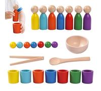 Genérico Color Sorting Toys, Educational Set, Preschool Learning Kit with Sorting Cup Build, Cognitive Development Toy, Sustainable Wood Skill-Building Tool for Nursery and Classroom