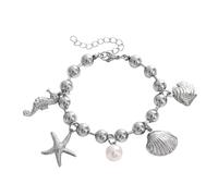 Genérico Colores Frases Perla Para Plata Anillos de Perlas Joya Elegante para Mujer Para Pulsera Con Apilable Clásico Pulsera, A, Metal, No es una piedra preciosa