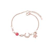 Genérico colores piedras bañadas muñeca anillos Showing The Beauty Of Inspiration And Personality Combining Dreamy With Warm Strawberry Cuarzo con imanes anillos, talla única, Zinc alloy, No Gemstone