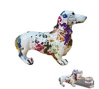 Genérico Colorful Dachshund Figurine - Dog Sculpture, Graffiti Artistic Home Decor, Modern Painted Ornament | Creative Animal Statue For Bedroom Living Room Bookshelf TV Stand Desktop Display