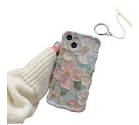 Genérico Colorful Retro Oil Painting Print Phone Case,Colorful Retro Oil Painting Printed Flower Laser Glossy Pattern Case,Slim Shockproof Bumper Silicone for iPhone (for iPhone 16Pro,Green)