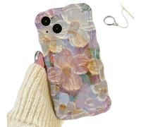 Genérico Colorful Retro Oil Painting Print Phone Case,Retro Wave Flower Sweet Romantic,2025 New Slim Shockproof Floral Case,for iPhone 16/15/14/13/12 Pro MAX Cellphone Cases (For iPhone 16Pro,Purple)
