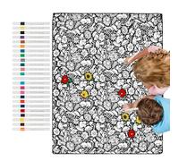 Genérico Coloring Blanket for Adults - 150x115cm Reusable Couch Mat,with 24 Markers Color Blankets,for DIY Crafts Painting Travel Couch Bed Night Nap Car