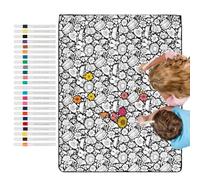 Genérico Coloring Blanket with 24 Markers, 150x115cm Washable Color Your Own Blanket, DIY Coloring Blankets for Adults Kids