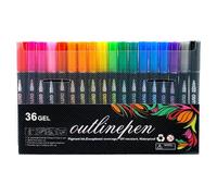 Generico Coloring Light Stick Graffiti Pen, 24 Colors Double Lines Outline Art Pens, Holiday Painting Metallics Markers Outline Glitter Pens, Smooth Shimmer Graffiti Markers For Drawing Tools