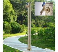 Genérico Columna de Agua de Acero Inoxidable para jardín con Doble Grifo, Grifo Exterior anticongelante para Jardines Verticales, Grifo de pie Exterior Duradero para Uso en Patios.