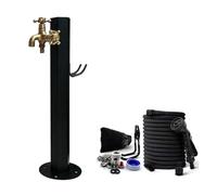 Genérico Columna de Agua para jardín de Acero Inoxidable 304 con Grifo Doble y Pistola rociadora, Grifo Exterior anticongelante - Solución de riego Duradera y Negra para Jardines y Patios