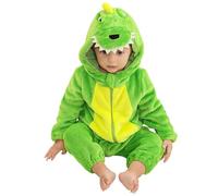 Genérico Combinaison de dinosaure pour enfant en polaire douce, costume de jeu déguisement bébé garçon, tenue d’Halloween confortable et chaude pour tout-petit (Green, 2-3 Years)