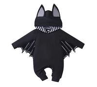 Genérico Combinaison Halloween bébé avec capuche, costume chauve-souris en polaire douce, pour nouveau-né garçon et fille, 0-12 mois, vêtement déguisement confortable et mignon (Black, 0-1 Months)