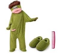 Genérico Combinaison Pyjama Femme Homme Silly Onesie Pyjamas Deguisement Adulte Pyjama Drôle À Capuche UNE Pièce Verte Monstre Chaud Doux à Poches pour Le Plaisir en Famille et la Détente Confortable