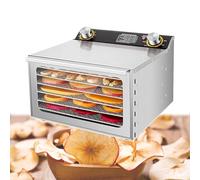 Genérico Comercial Food Deshihidator 1000W, 6-Capyer Stainless Steel Jerky Dryer with Glass Door, Ajustable Temp 35-80C & Timer para Setas de Hierbas de Carne de Fruta