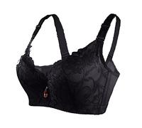 Genérico Comfort Fit Up Bra Ropa interior fina de copa para mujer, Sujetador deportivo inalámbrico de talla grande con botonadura, Sujetador de encaje, copa cubierta de pecho, Tirantes (Black, 40/90E)