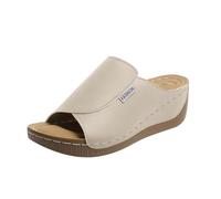 Genérico Comfortable Arch Support Slides - Women's Solid Color Sandals - Breathable Leather Platform Wedge Slip on Sandals slides sandals Chanclas de moda para mujer (01 Beige, 41 EU)