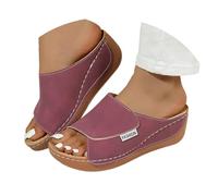 Genérico Comfortable Arch Support Slides - Women's Solid Color Sandals - Breathable Leather Platform Wedge Slip on Sandals slides sandals Chanclas de moda para mujer (01 Vino, 41 EU)