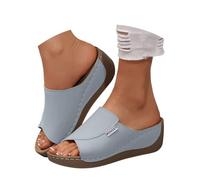 Genérico Comfortable Arch Support Slides - Women's Solid Color Sandals - Breathable Leather Platform Wedge Slip on Sandals slides sandals Chanclas de moda para mujer (01 Gris, 42 EU)