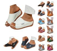 Genérico Comfortable Arch Support Slides - Women's Solid Color Sandals - Breathable Leather Platform Wedge Slip on Sandals slides sandals Chanclas de moda para mujer (001 Blanco, 40 EU)