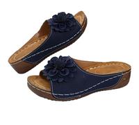 Genérico Comfortable Non-slip Solid Color Open-Toe Wedge Sandals for Women, 2025 Summer New Dress Sandals with Arch Support (Blue, Adulto, Mujer, 36, Números, Sistema tallas calzado EU, Ancho)