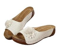 Genérico Comfortable Non-slip Solid Color Open-Toe Wedge Sandals for Women, 2025 Summer New Dress Sandals with Arch Support (White, Adulto, Mujer, 36, Números, Sistema tallas calzado EU, Ancho)