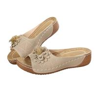 Genérico Comfortable Non-slip Solid Color Open-Toe Wedge Sandals for Women, 2025 Summer New Dress Sandals with Arch Support (Beige, Adulto, Mujer, 42, Números, Sistema tallas calzado EU, Ancho)