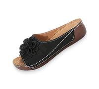 Genérico Comfortable Non-slip Solid Color Open-Toe Wedge Sandals for Women, Non Slip Sandals for Women, Platform Breathable (Black,40)