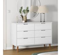 Genérico Cómoda MOLDE Blanco 113x40x80 cm, 6 cajones | Madera de pino maciza, barniz UV, montaje en pared incluido, estilo escandinavo