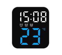 Genérico Compact Alarm Clock - Slim Led Clock, Bedside Clocks with Temperature Reader, Battery Operated Clocks for Room Display, Home Digital Alarm, Portable Timepiece for Living Room and Dorm