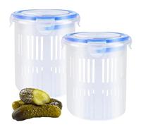 Genérico Compact Pickle Holder - Strainer Container for Easy Serving | Pp Material with Leak Proof Lid, Food Organizer Kitchen Keeper for Cheese, Grapes, Blueberries, Carrots, Pineapple, Chunks