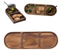 Genérico Compartment Prevent Flavors Mixing Holder, Wood Serving Trays with Sections, Divided Platter for Home Kitchen Cooking Candy Bread Milk Burrito Potato Chips Nuts Vegetables