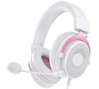 Generico Compatible con Auriculares for Juegos de PC E900, Cable 3,5mm, estéreo for Gamer micrófono Desmontable(White Pink)