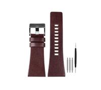 Genérico Compatible con correas de reloj Diesel for hombres, gran tamaño P-Olice 26MM 28MM 30MM 32MM Correa cuero genuino piel becerro negra y marrón(A dark brown black,30mm)