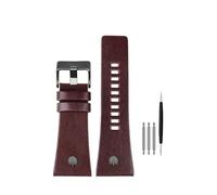 Genérico Compatible con correas de reloj Diesel for hombres, gran tamaño P-Olice 26MM 28MM 30MM 32MM Correa cuero genuino piel becerro negra y marrón(B dark brown black,30mm)